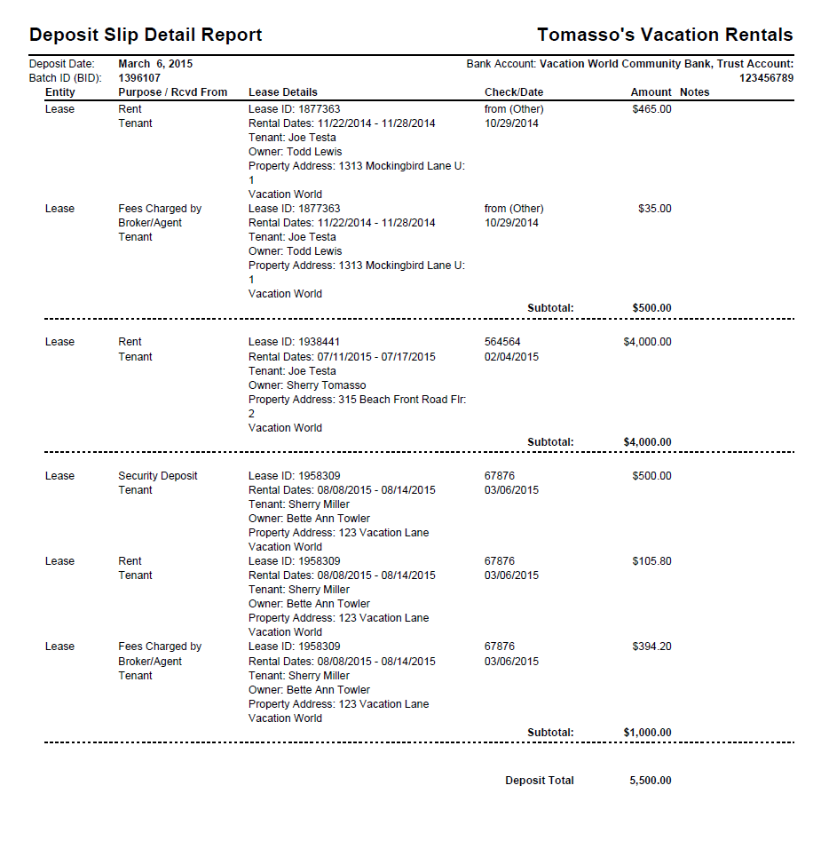 Vacation Rental Software Trust Accounting Package